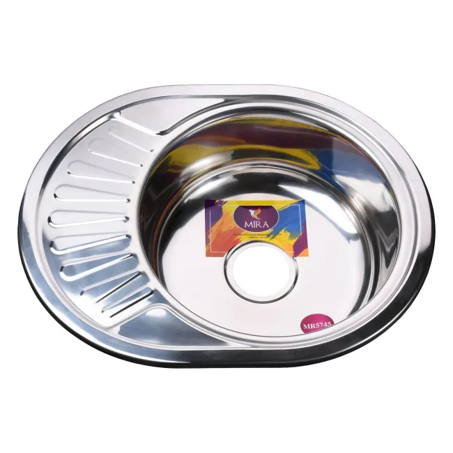 Мийка кухонна врiзна кругла з полицею 570х450х180 Polish MR 5745 P Mira Мийка кухонна врiзна кругла з полицею 570х450х180 Polish MR 5745 P Mira