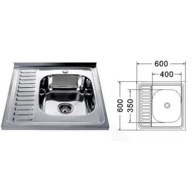 Мийка кухонна накладна прямокутна 600х600х180 Satin Right MR 6060 R E Mira 2 Мийка кухонна накладна прямокутна 600х600х180 Satin Right MR 6060 R E Mira 2
