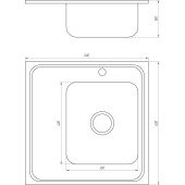 Мийка кухонна накладна прямокутна 600х600х180 Satin Right MR 6060 R E Mira