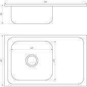 Мийка кухонна накладна прямокутна 800х500х180 Decor Left MR 8050 L D Mira Мийка кухонна накладна прямокутна 800х500х180 Decor Left MR 8050 L D Mira