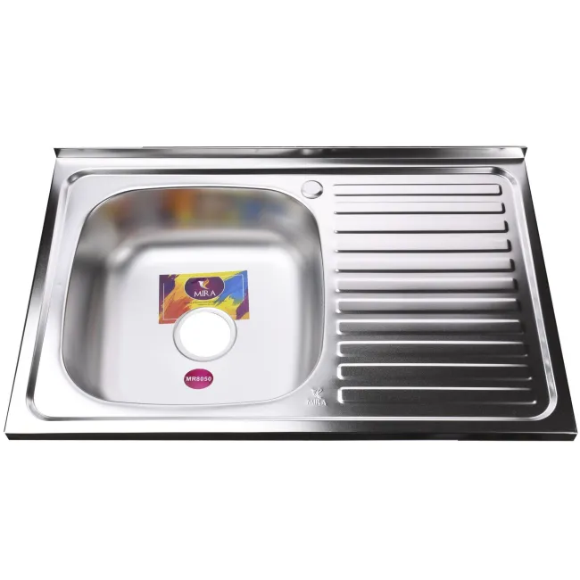 Мийка кухонна накладна прямокутна 800х500х180 Satin Left MR 8050 L E Mira Мийка кухонна накладна прямокутна 800х500х180 Satin Left MR 8050 L E Mira