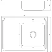 Мийка кухонна накладна прямокутна 800х600х180 Decor Right MR 8060 R D Mira