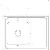 Мийка кухонна накладна прямокутна 800х600х180 Satin Left MR 8060 L E Mira