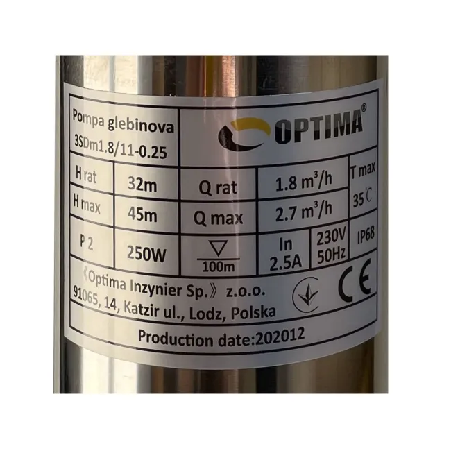 Насос свердловинний з підв, стійк, до піску 3″ OPTIMA 3SDm1,8/11 0,25 кВт 45м + пульт+кабель1,5мNEW 2 Насос свердловинний з підв, стійк, до піску 3″ OPTIMA 3SDm1,8/11 0,25 кВт 45м + пульт+кабель1,5мNEW 2