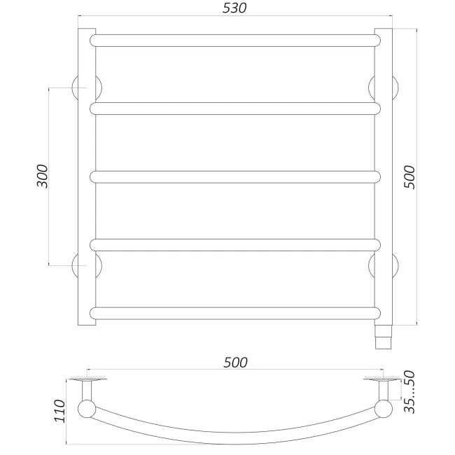 Рушникосушарка UNIO LD EL 500-500-5 BLK Драбинка Дуга електро чорна