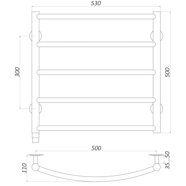 Рушникосушарка UNIO LD ER 500-500-5 BLK Драбинка Дуга електро чорна