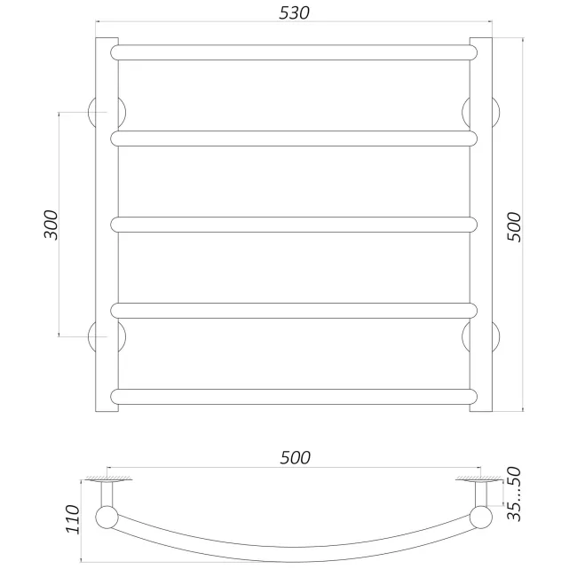 Рушникосушарка UNIO LD ER 500-500-5 Драбинка Дуга електро