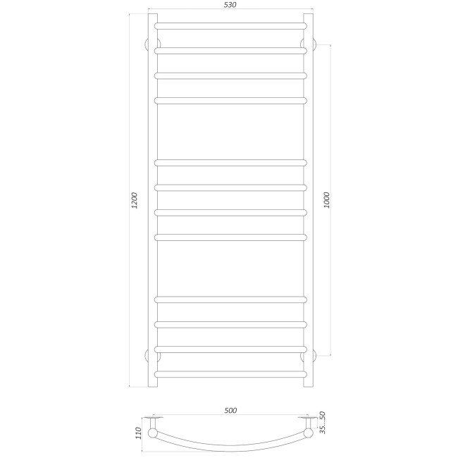 Рушникосушарка UNIO LDE EL 1200-500-12 Драбинка Дуга Еліт електро Рушникосушарка UNIO LDE EL 1200-500-12 Драбинка Дуга Еліт електро