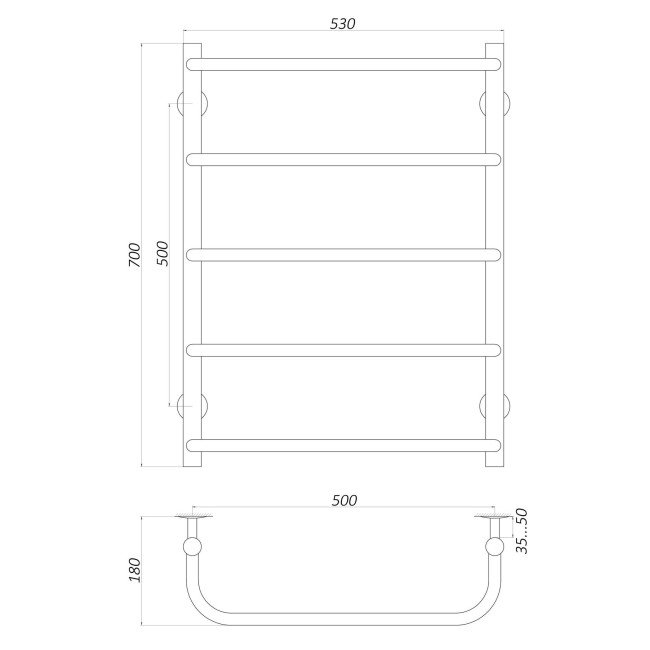 Рушникосушарка UNIO LS EL 700-500-5 Драбинка Скоба електро