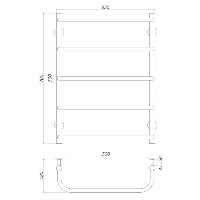 Рушникосушарка UNIO LS ER 700-500-5 Драбинка Скоба електро