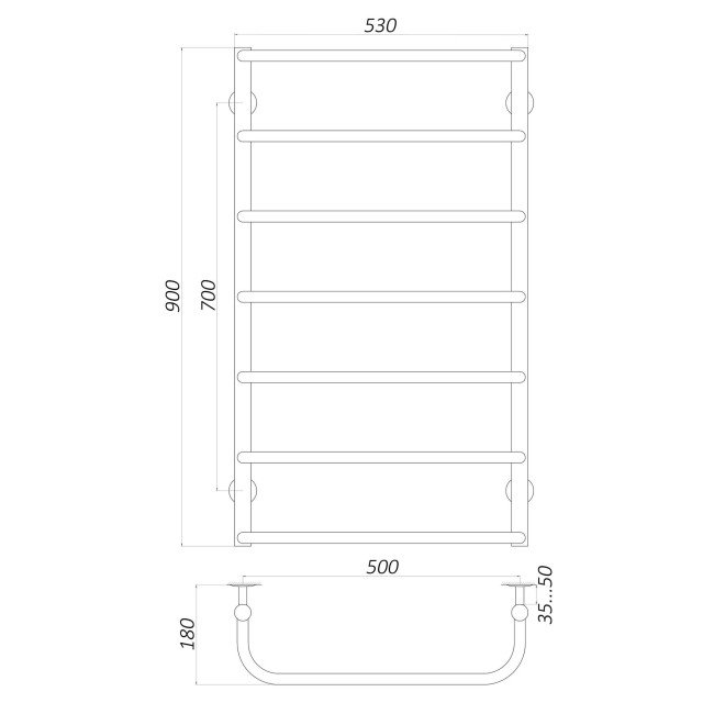 Рушникосушарка UNIO LS W 900-500-7 Драбинка Скоба вода Рушникосушарка UNIO LS W 900-500-7 Драбинка Скоба вода