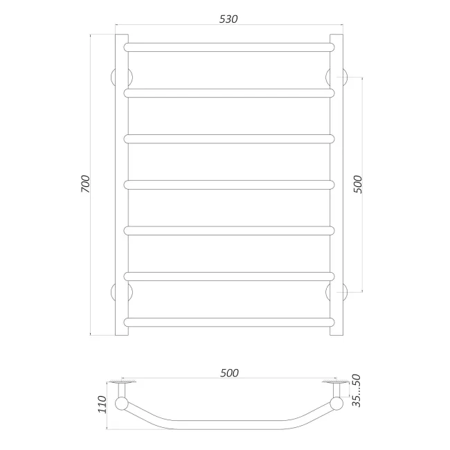 Рушникосушарка UNIO LT ER 700-500-7 Драбинка Трапеція електро