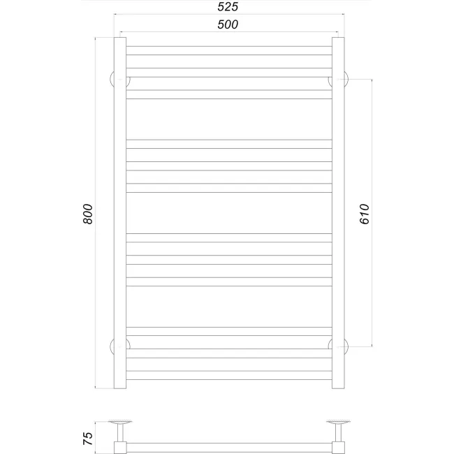 Рушникосушарка UNIO MS W 800-500-12 Модена вода