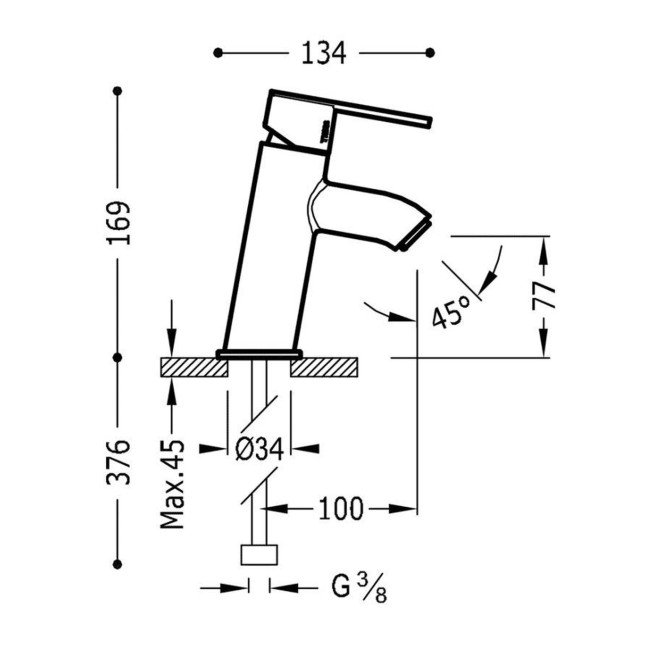 Змішувач для умивальника TRES LEX-TRES 181903 висота H-169 мм 2