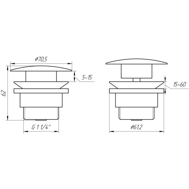 Донний клапан TOPAZ TK-15A (Click-clack) 2