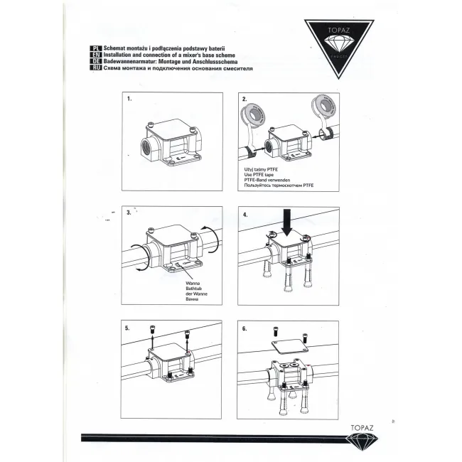 Змішувач для ванни TOPAZ BARTS TB 07113-H36