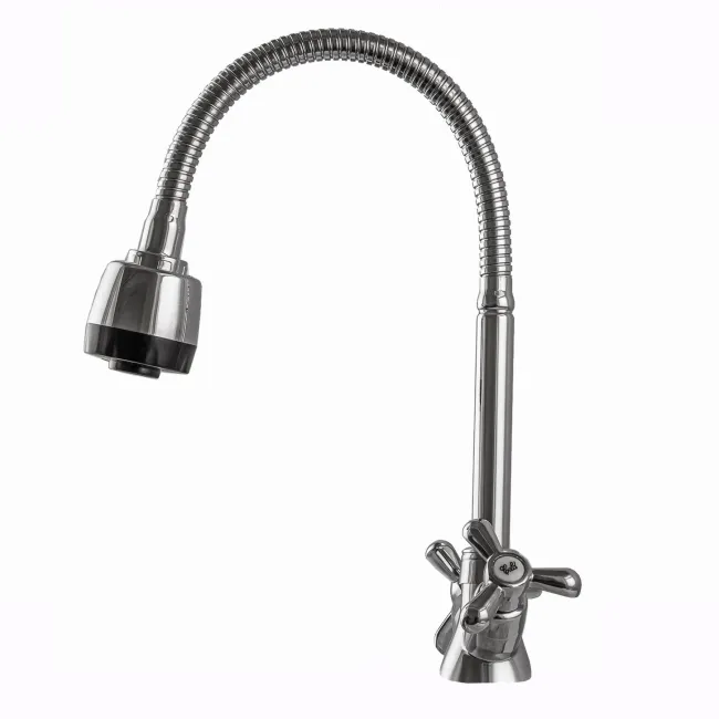 Змішувач для кухні DOMINO DK-H1-2N-103MA Chrom хрест кераміка,с гофровиливом 2 Змішувач для кухні DOMINO DK-H1-2N-103MA Chrom хрест кераміка,с гофровиливом 2