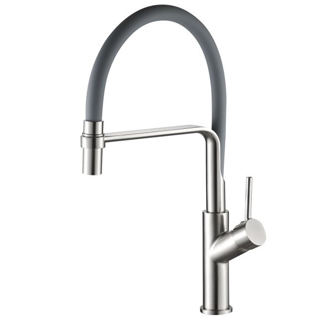 Змішувач для кухні Globus Lux DENVER Flex GDF-32-08-02 Сталь-Сірий Гофровилив, латунь 2