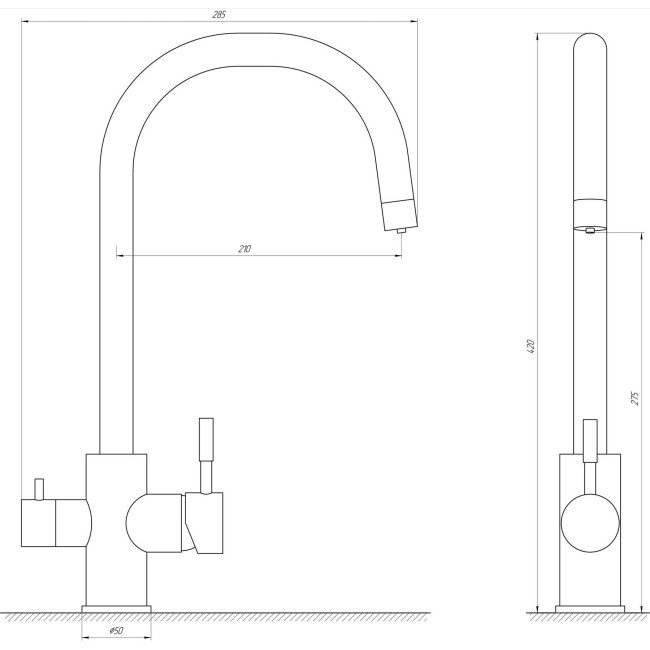 Змішувач для кухні під осмос Globus Lux ALPEN SUS-0333-1