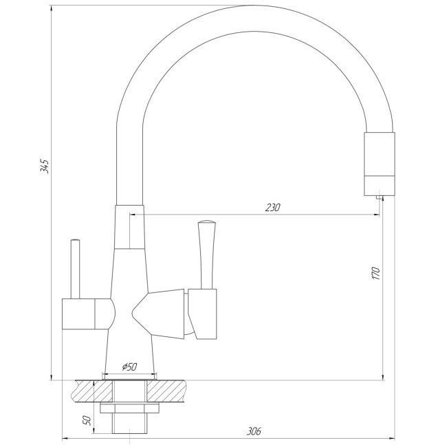 Змішувач для кухні під осмос Globus Lux LAZER GLLR-0903-11-GRAPHITE