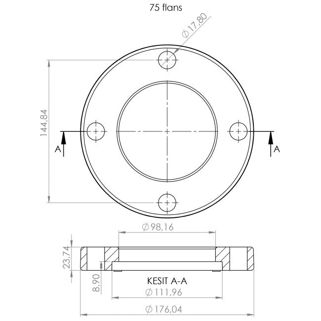 Фланцевий комплект Kalde(фланець+бурт)PPR 75  58050 2