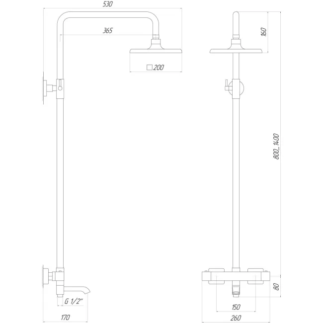 Душова система Globus Lux Termostatic Q GLM-0041T