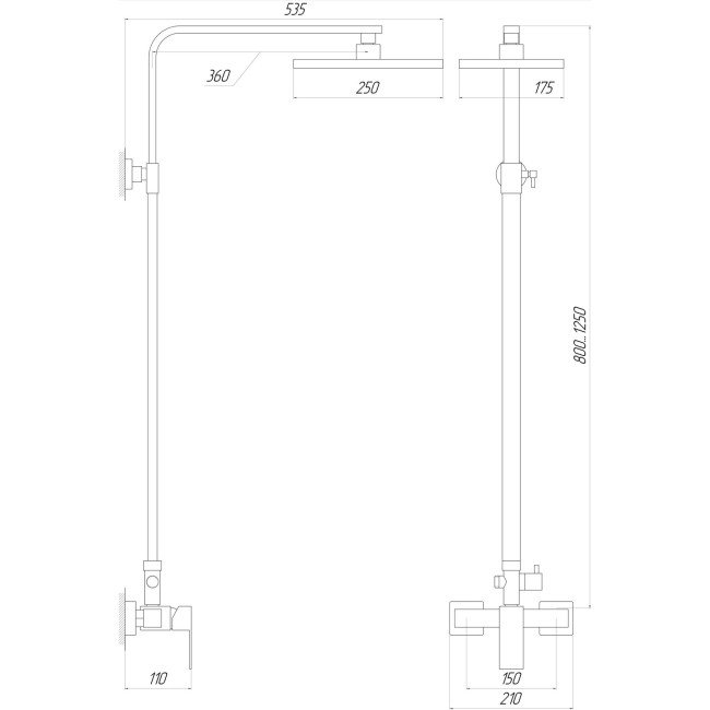 Душова система Globus Lux SICILIA SBQ-SH-125-BB