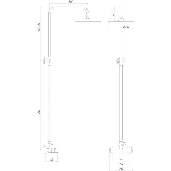 Душова система TOPAZ BARTS TB 07702-H36