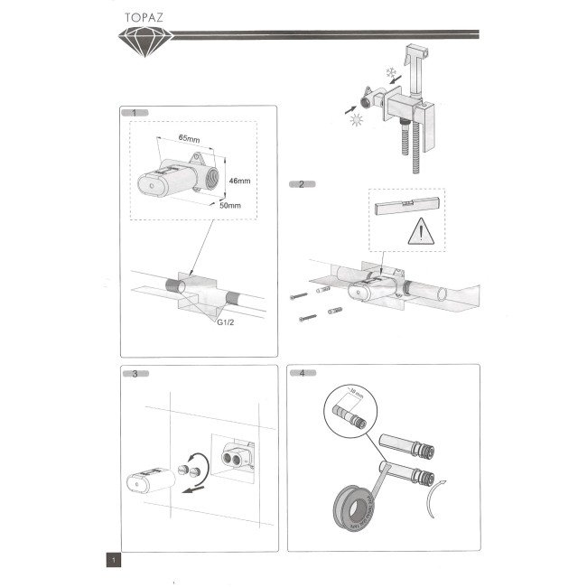 Змішувач гігієнічний TOPAZ SARDINIA TS 087106-H20 Змішувач гігієнічний TOPAZ SARDINIA TS 087106-H20