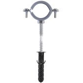 Хомут в зборi CR   1″ (32-37мм) з гвинтом-шурупом 8*80 та дюбелем в уп., сірий