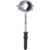 Хомут в зборi CR   1″ (32-37мм) з гвинтом-шурупом 8*80 та дюбелем в уп., сірий