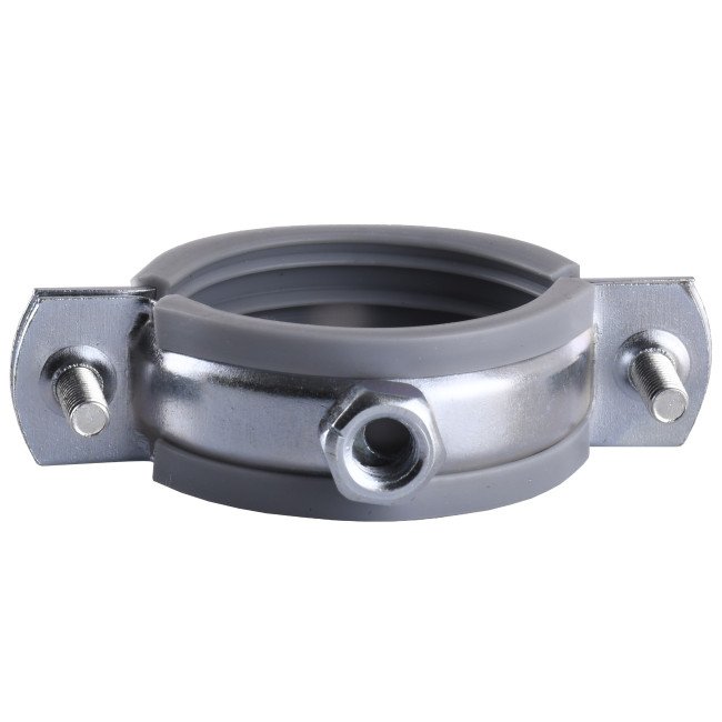 Хомут в зборi CR  1  1/4″ (42-47мм) з гвинтом-шурупом 8*80 та дюбелем в уп., сірий