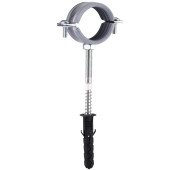 Хомут в зборi CR  1  1/4″ (42-47мм) з гвинтом-шурупом 8*80 та дюбелем в уп., сірий