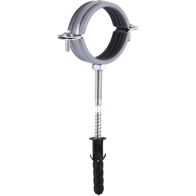 Хомут в зборi CR 2″ (59-65мм) з гвинтом-шурупом 8*100 та дюбелем в уп., сірий Хомут в зборi CR 2″ (59-65мм) з гвинтом-шурупом 8*100 та дюбелем в уп., сірий