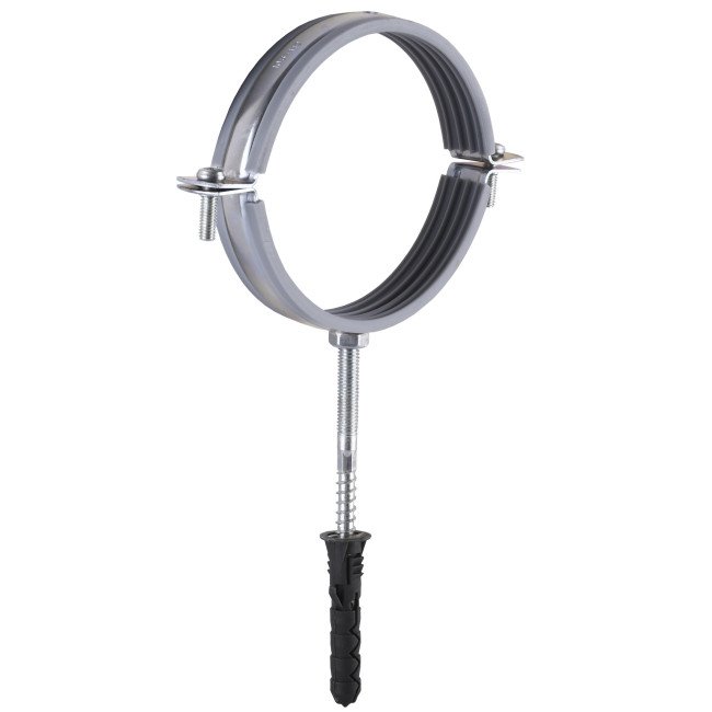 Хомут в зборi CR 4″ (105-112мм) з гвинтом-шурупом 8*100 та дюбелем в уп., сірий Хомут в зборi CR 4″ (105-112мм) з гвинтом-шурупом 8*100 та дюбелем в уп., сірий