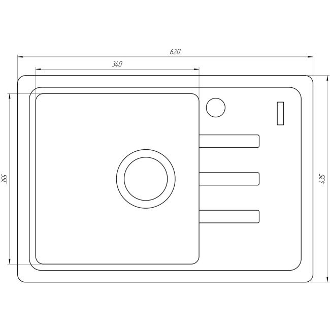 Гранітна мийка Globus Lux MONO коричневий 620х435мм-А0006