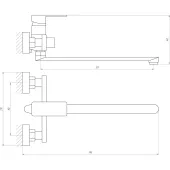 Змішувач для ванної Globus Lux Milano GLM-0208N-11-Graphite- EURO латунь L350мм.Графіт Блиск.