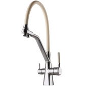 Змішувач для кухні під осмос Globus Lux GLLR-0700-L-08-06 гофрований на гайці латунь, Сталь-Бежевий Змішувач для кухні під осмос Globus Lux GLLR-0700-L-08-06 гофрований на гайці латунь, Сталь-Бежевий