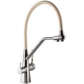 Змішувач для кухні під осмос Globus Lux GLLR-0700-L-08-06 гофрований на гайці латунь, Сталь-Бежевий Змішувач для кухні під осмос Globus Lux GLLR-0700-L-08-06 гофрований на гайці латунь, Сталь-Бежевий