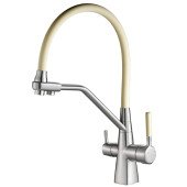 Змішувач для кухні під осмос Globus Lux GLLR-0700-L-08-06 гофрований на гайці латунь, Сталь-Бежевий Змішувач для кухні під осмос Globus Lux GLLR-0700-L-08-06 гофрований на гайці латунь, Сталь-Бежевий