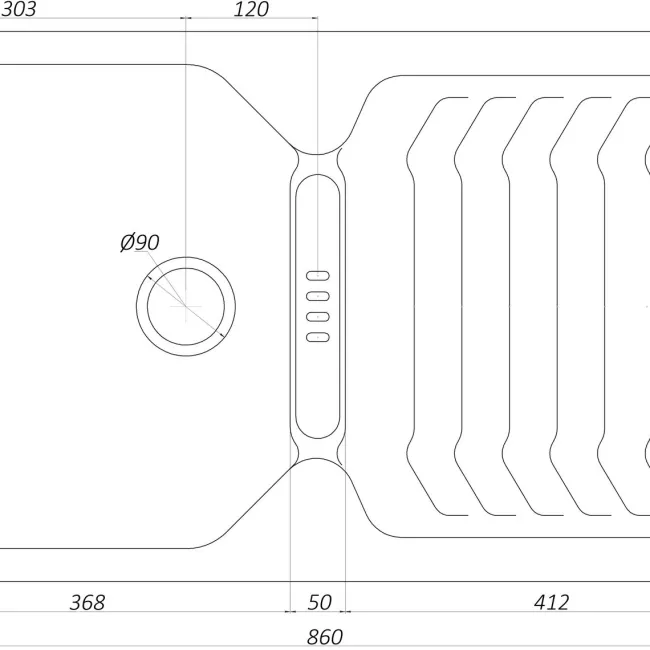 Гранітна мийка Globus Lux BOREN коричневий 860x500мм-А0006