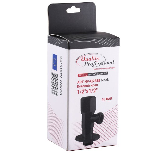 Кран кульовий кутовий Professional 1/2″X1/2″ NV-QP888 BLACK 2
