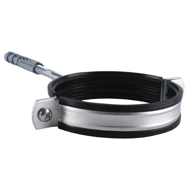 Хомут трубний SOLOMON (комплект) 4″, 108-118мм з гвинтом 10х120 та дюбелем Хомут трубний SOLOMON (комплект) 4″, 108-118мм з гвинтом 10х120 та дюбелем