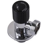 Кран кутовий кераміка SOLOMON EXCLUSIVE 1/2″X3/4″ 989 BLACK/CHROME ( 1шт.)