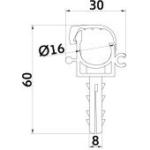 Кліпса-дюбель з клямкою для кріплення труби Ø16мм сіра/біла (100шт)