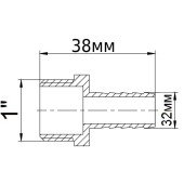 Штуцер латунний 1″ЗР х 32мм ливарний 1622Б