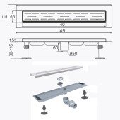 Трап лінійний душовий TILLO TM009-40C 40см Трап лінійний душовий TILLO TM009-40C 40см