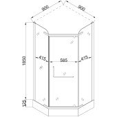 Душова кабіна пятикутна RABA L90TB (L90BT) BRAVO (2уп.)