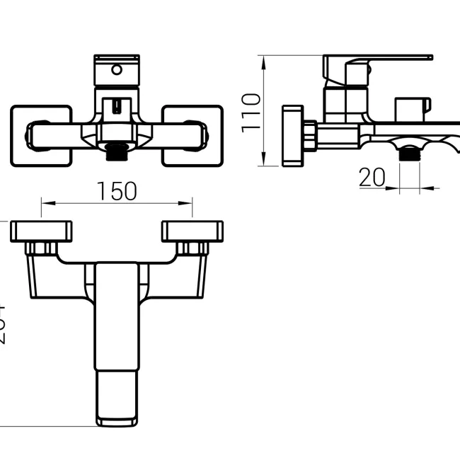 Змішувач для ванни DOMINO Dionis DDD-102NE  европеремикач