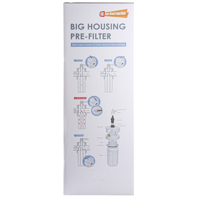 Фільтр-колба + ПП картридж  Big Blue 20″, 1″ NEW (функція зворотньої промивки)